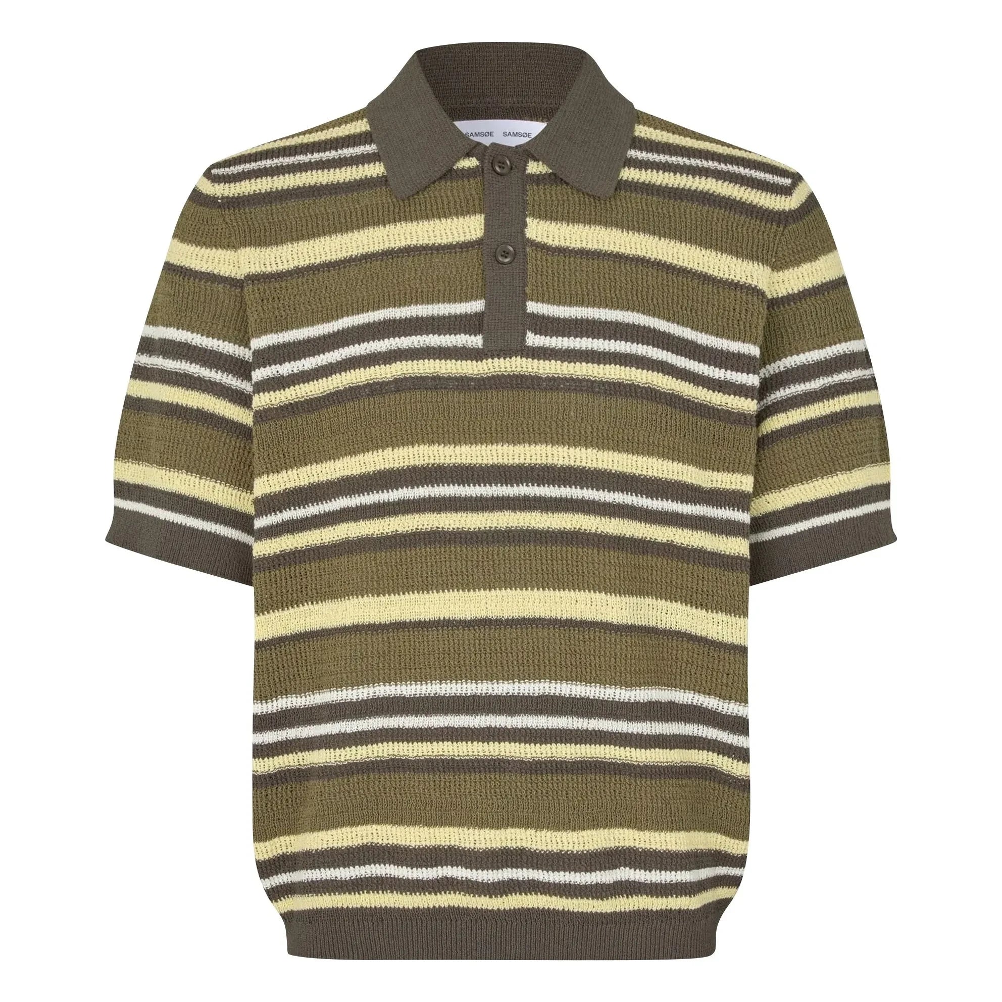 Samsoe Samsoe - Samarco Striped Knitted Polo | Khaki