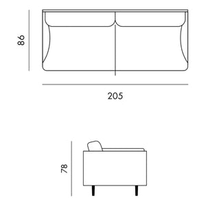 Panac Edition - Isly 3'lü Kanepe - Heathered Kumaş - 205 cm