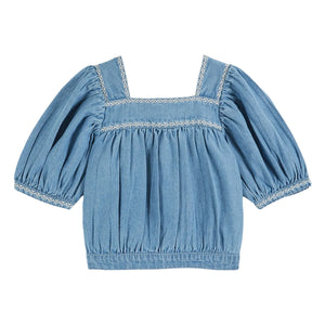 Emile et Ida - Embroidered Chambray Blouse | Denim