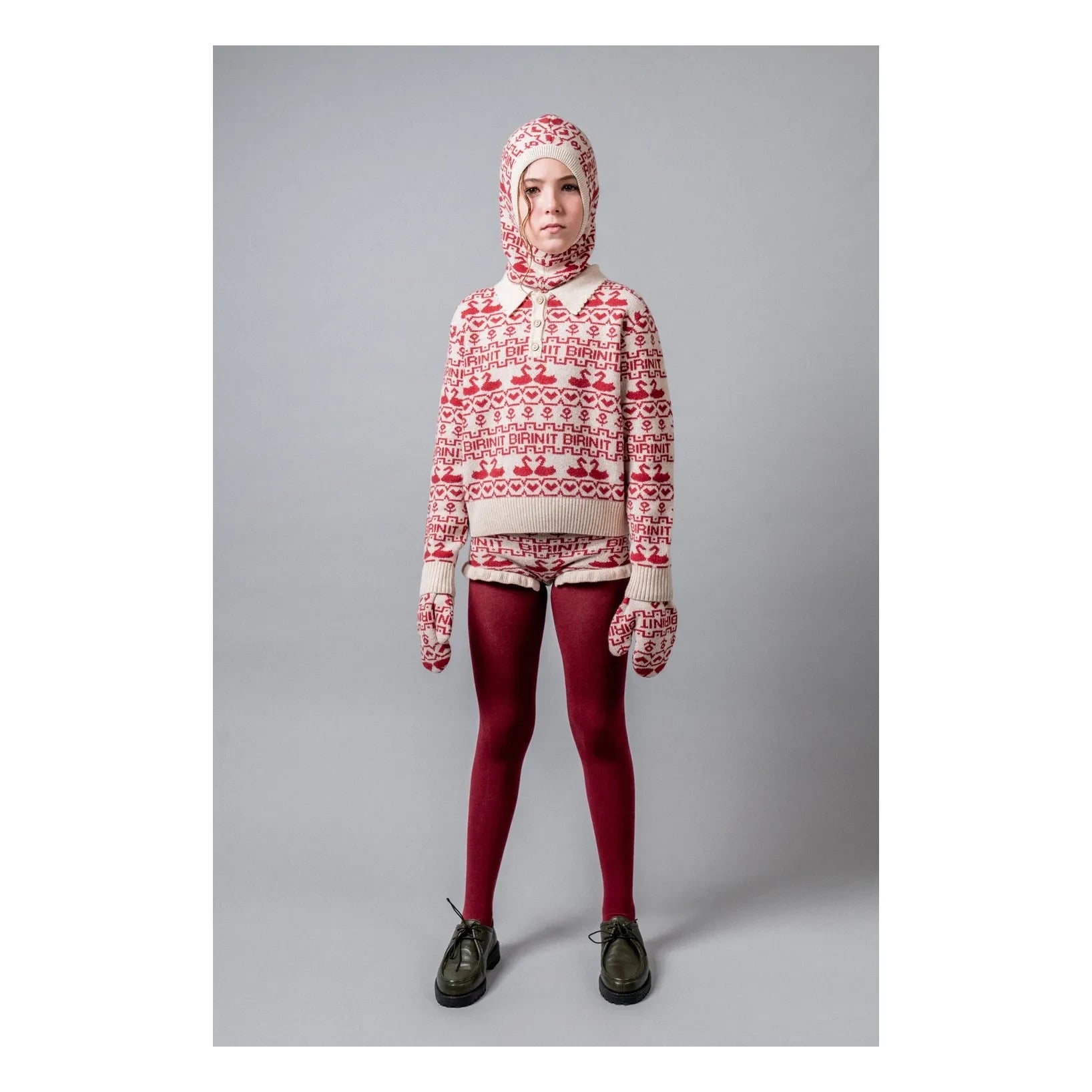 birinit - Duck Polo Yaka Kazak Merino Yün | Bordo