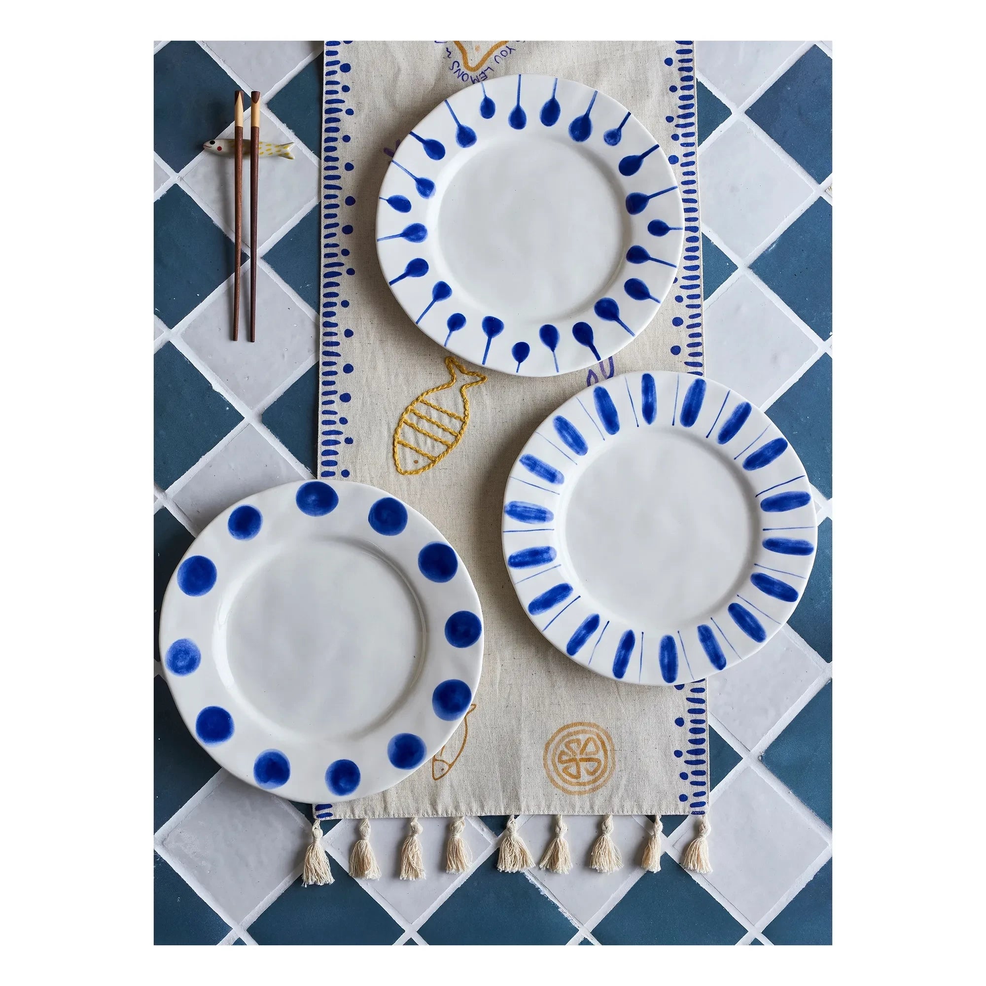 Bloomingville - Linora Plates - Set of 3 | Blue