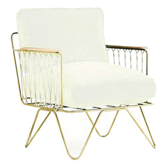 Honoré - Croisette Matte Gold and Cotton Armchair | White