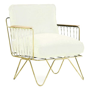Honoré - Croisette Matte Gold and Cotton Armchair | White