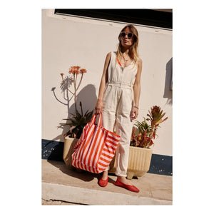 Rose in April - Elisa striped tote bag | Red