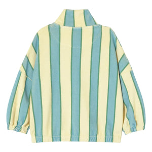 Tinycottons - Organic Cotton Striped Pullover with Buttoned Stand Collar | Light Yellow