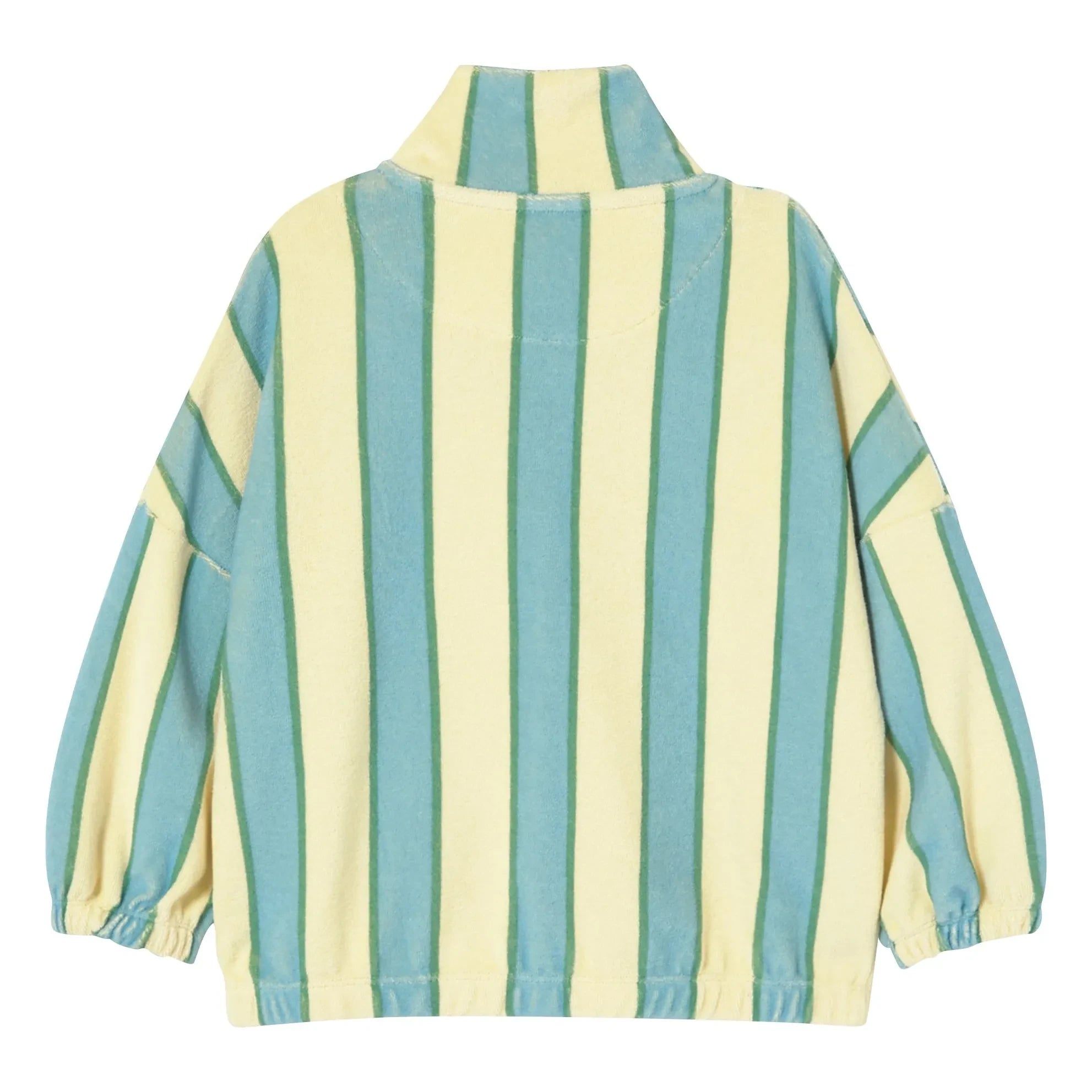 Tinycottons - Organic Cotton Striped Pullover with Buttoned Stand Collar | Light Yellow