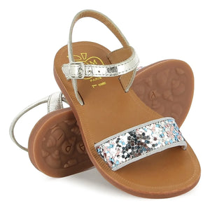 Pom d'Api - Plagette Tokalı Simli Sandalet | Gümüş