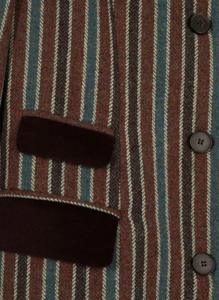 Maria de la Orden - Cassius Striped Wool Coat | Brown