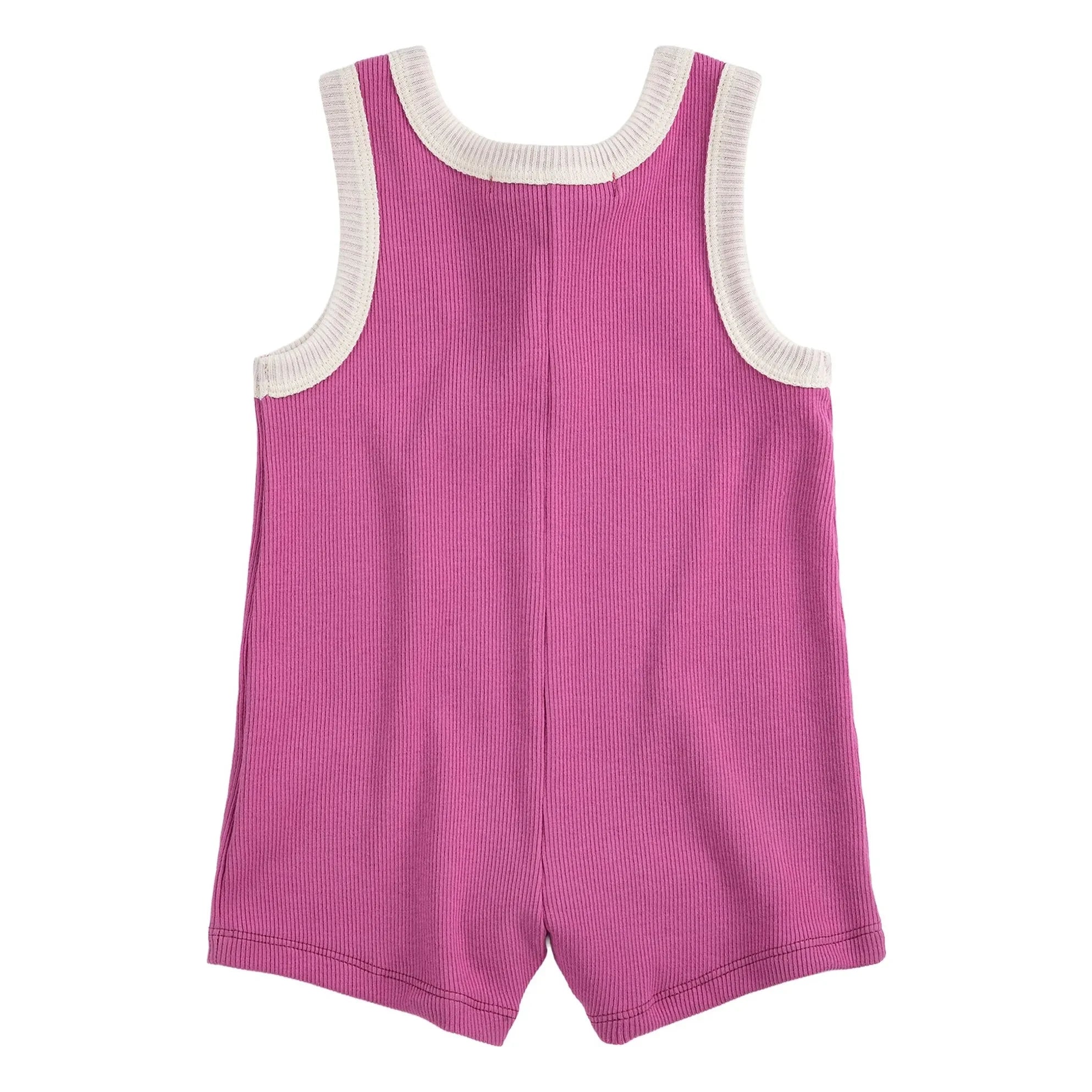Bobo Choses - Knitted Short Romper in Orange Organic Cotton | Purple