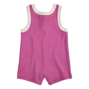 Bobo Choses - Knitted Short Romper in Orange Organic Cotton | Purple