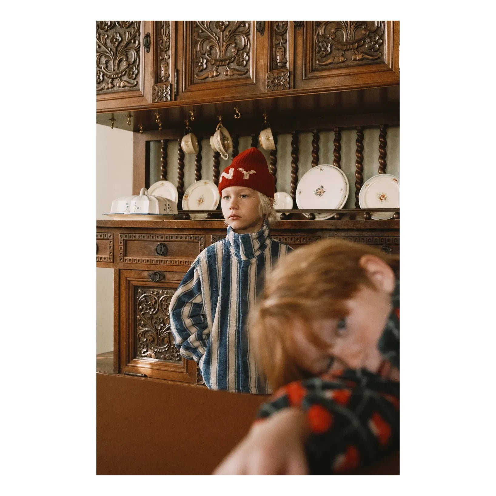 Tinycottons - Striped Fleece Jacket | Petrol Blue