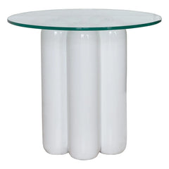 Cosin - Glass-Top Side Table | White