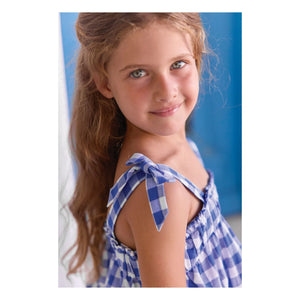 Tartine et Chocolat - Embroidered Top and Checked Shorts Set | Royal Blue