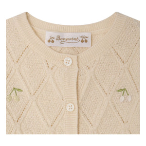 Bonpoint - Lysandra Cherries Wool Cardigan | Cream