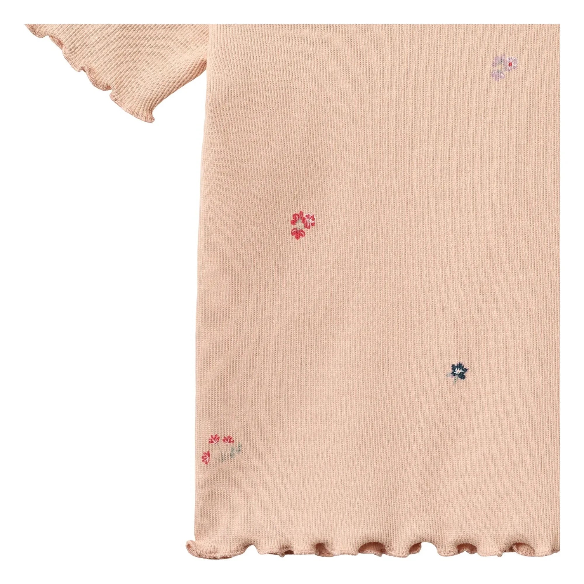 Wheat - Alicia Ribbed T-Shirt Organic Cotton Flowers | Peach