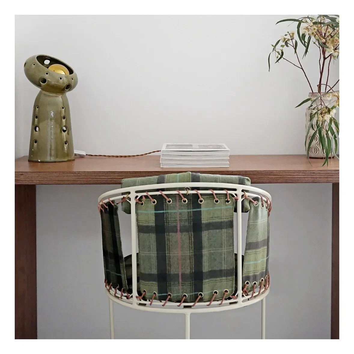 Honoré - Palmer Chair, Checked Velvet | Green