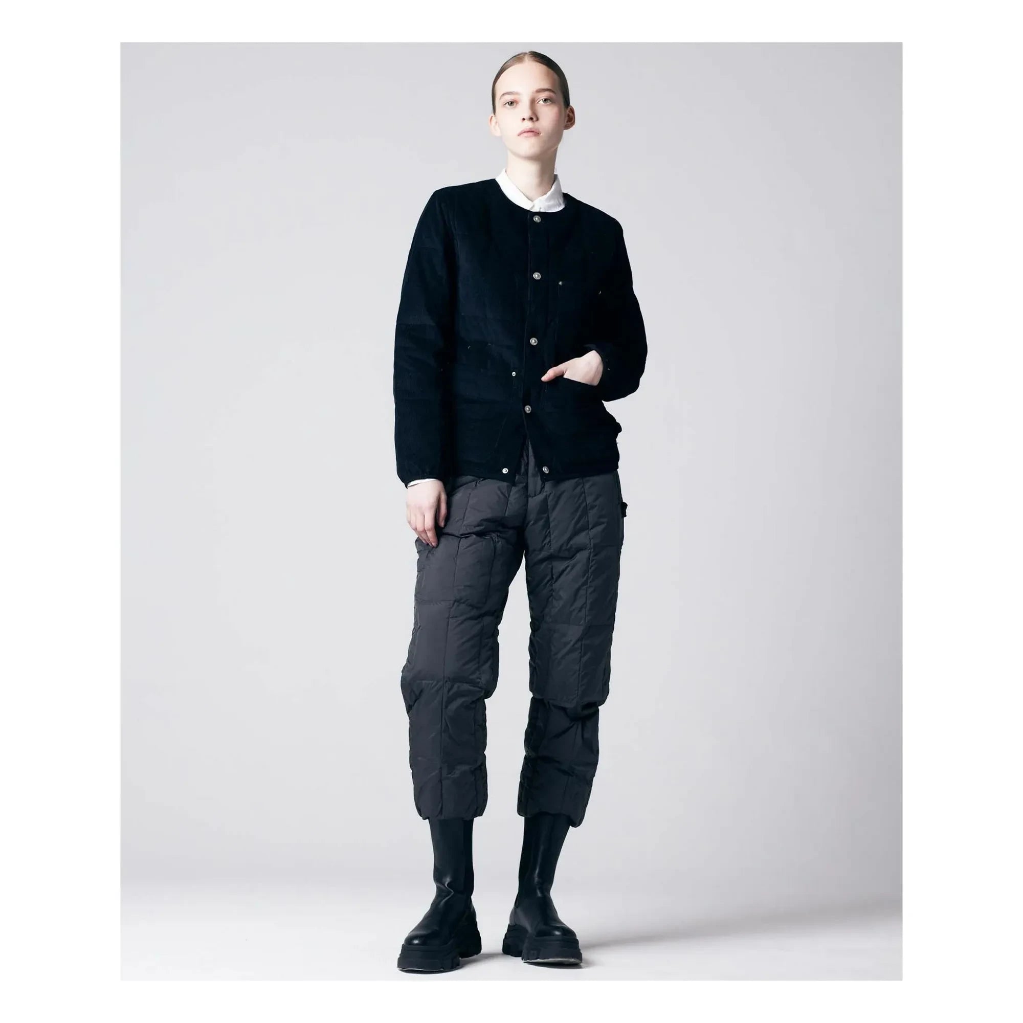 Taion - Velvet Round Neck Jacket | Black