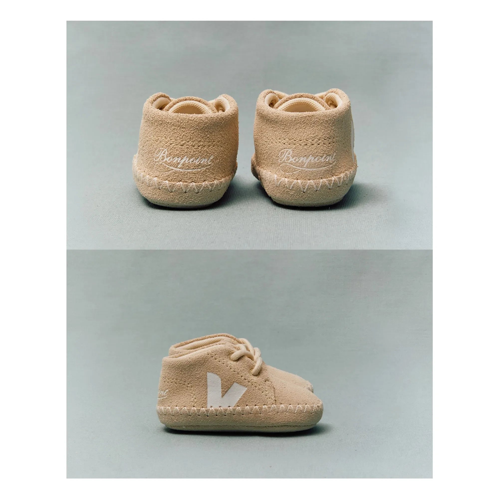 Veja - Veja x Bonpoint Bebek Süet Bağcıklı Sneaker | Kum Beji