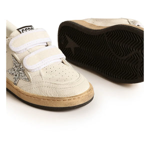 Golden Goose - Ballstar Glitter Velcro Sneakers | Silver