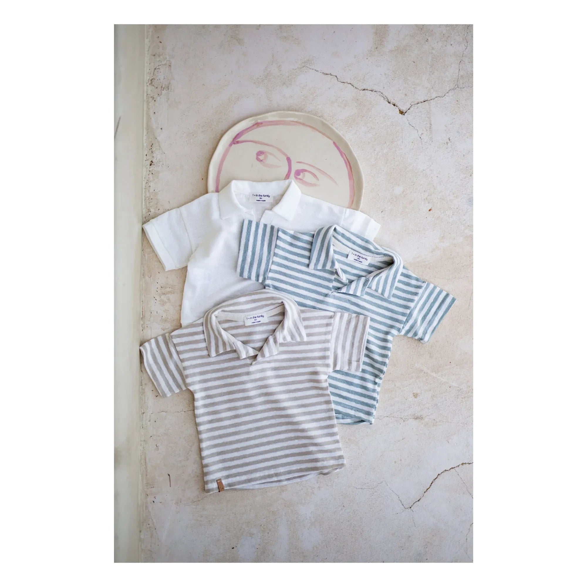 1+ in the family - Borrassa Çizgili Polo Keten | Yeşil Su