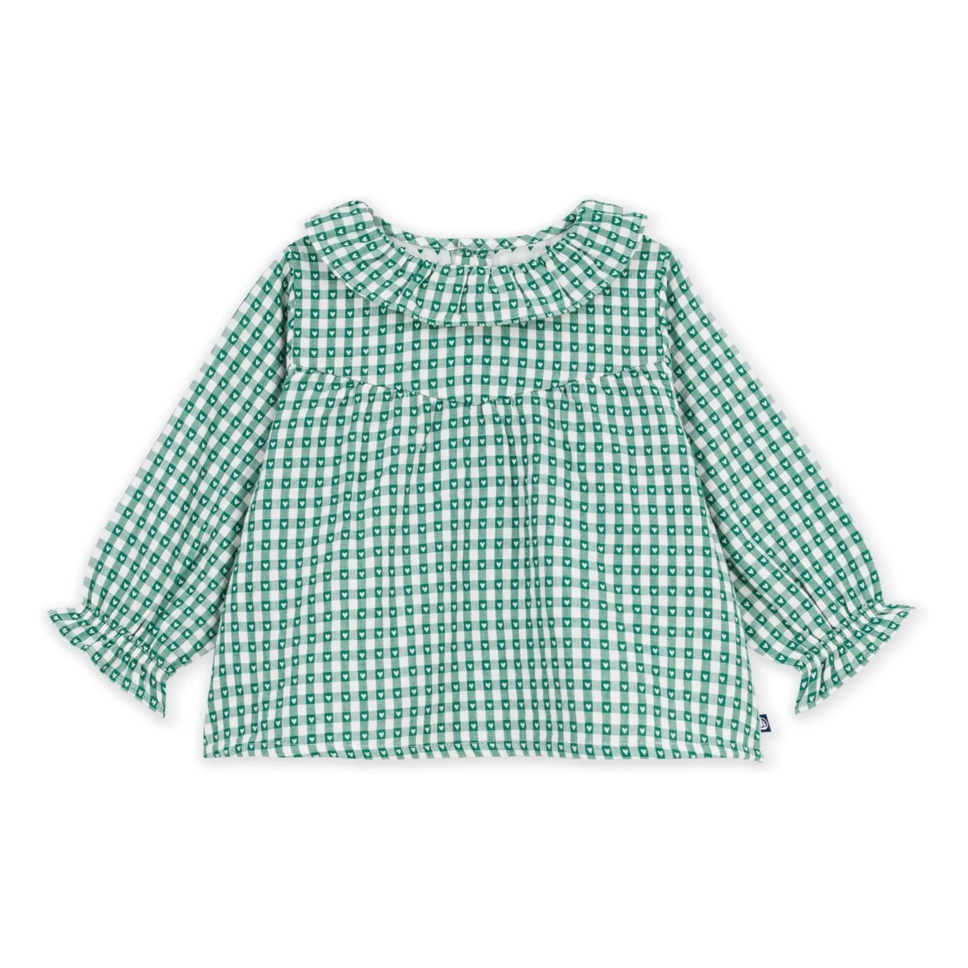 Petit Bateau - Vichy organik pamuk bluz | Yeşil