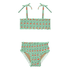 Tinycottons - Cherry Gathered Swimsuit | Green Water