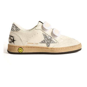 Golden Goose - Ballstar Glitter Velcro Sneakers | Silver