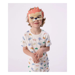 Petit Bateau - Organic Cotton Lion Masked and Short Pajama Set | White