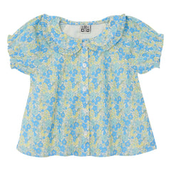 Bonton - Aria Fleurie Claudine Collar Blouse | Blue