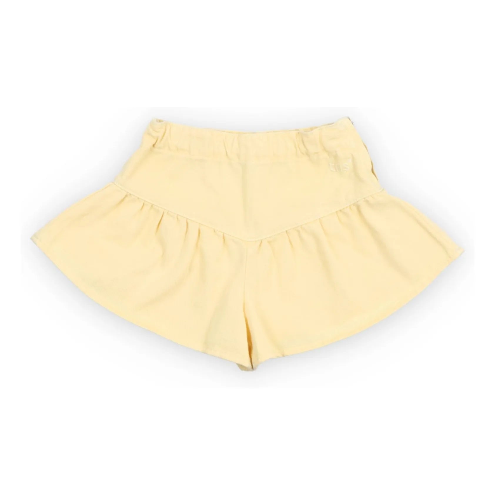 the new society - Bellis Denim Ruffled Shorts | Light Yellow