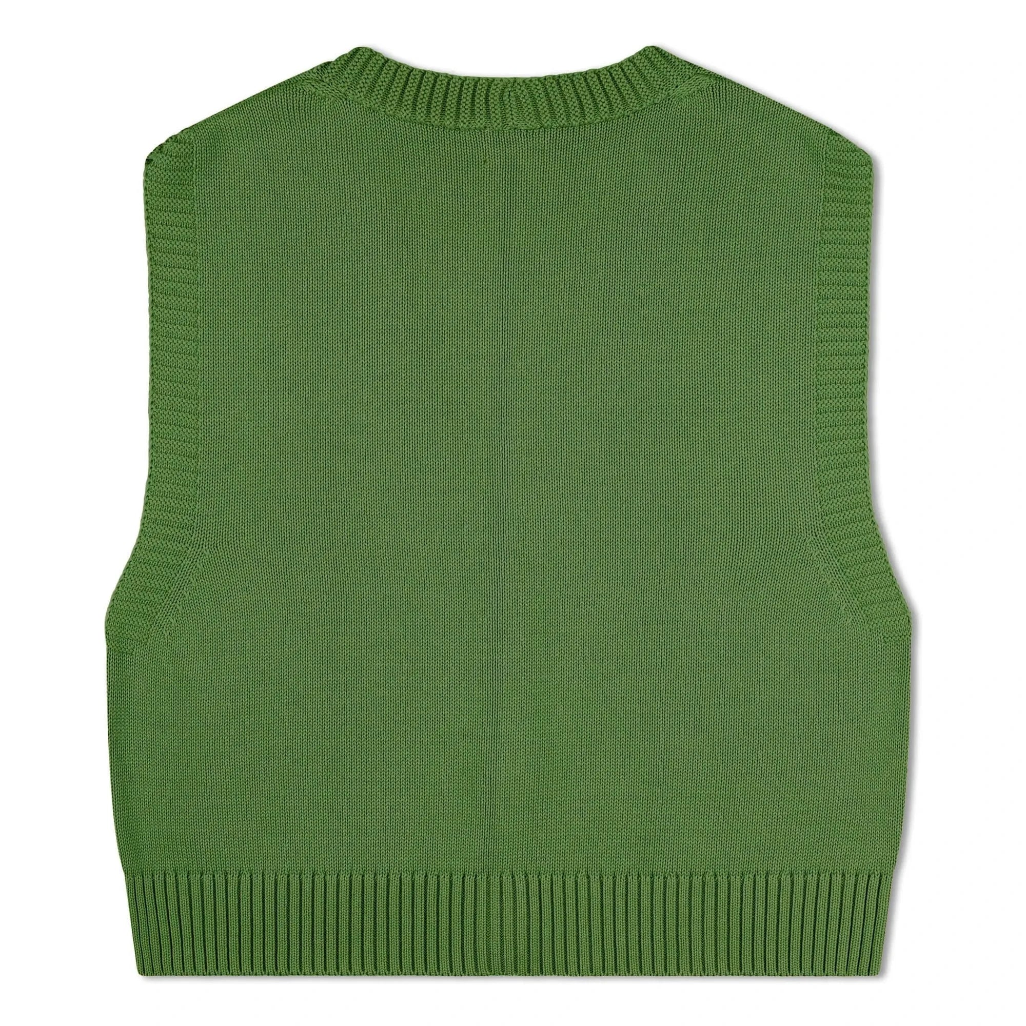 Matona - Box-cut organic cotton sleeveless cardigan | Green