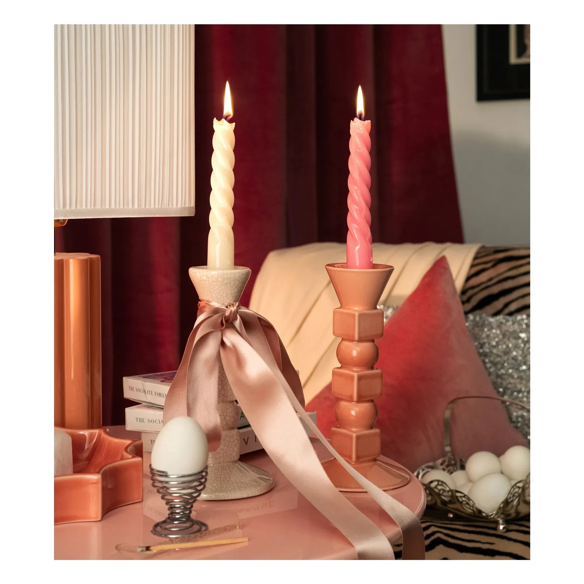 The Socialite Family - Small Ceramic Anna Candle Holder | Dust Pink