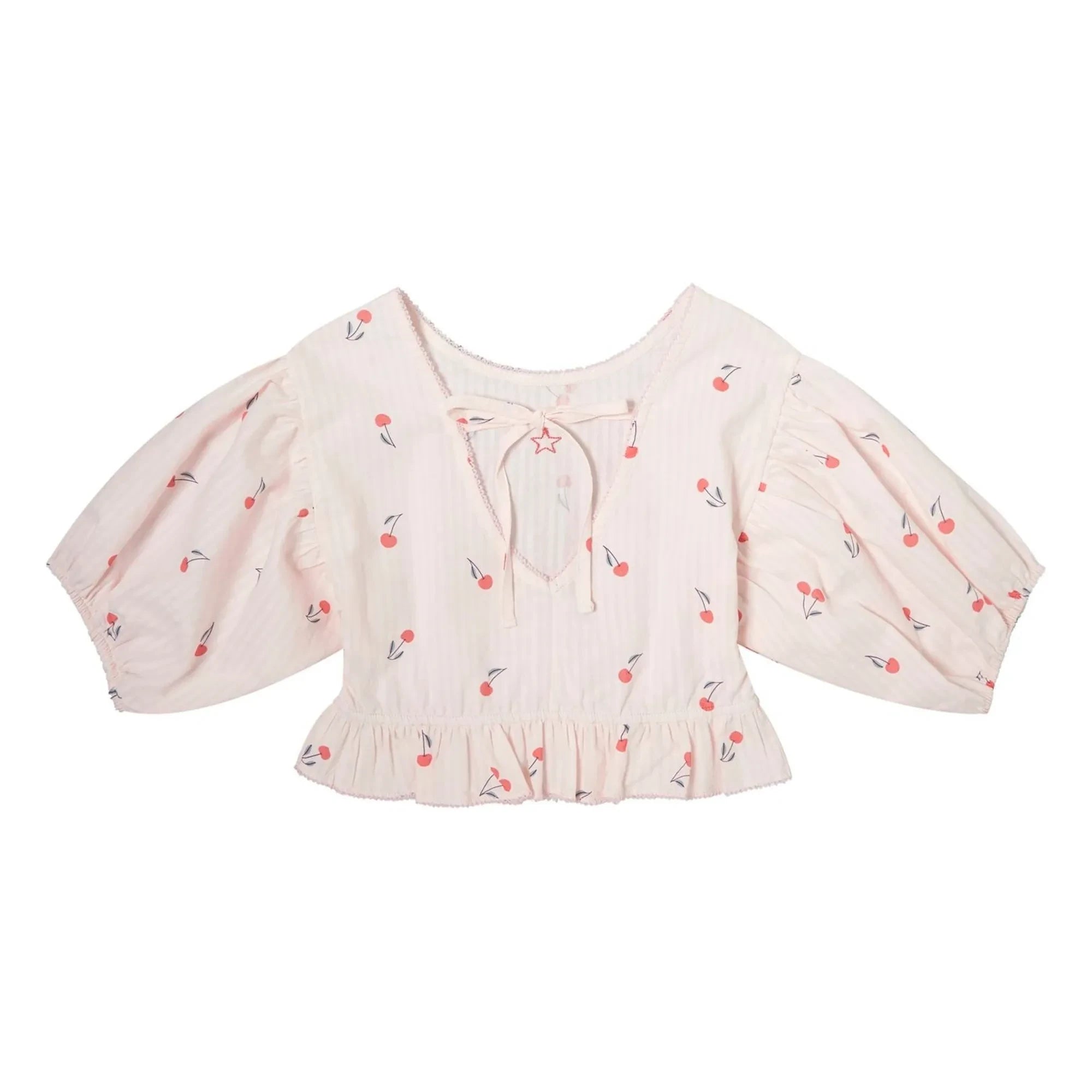 Tocoto Vintage - 3/4 Sleeve Blouse Cherry | Light Pink