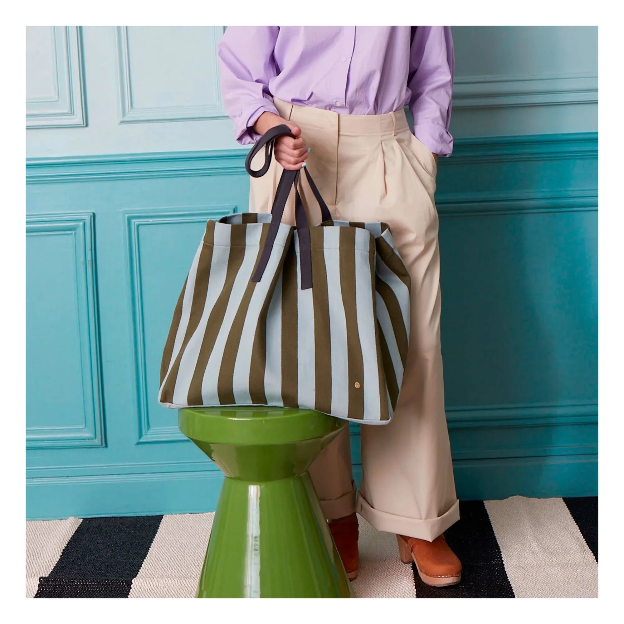 La cerise sur le gâteau - Rita Tote Bag | Turquoise - Dark Green