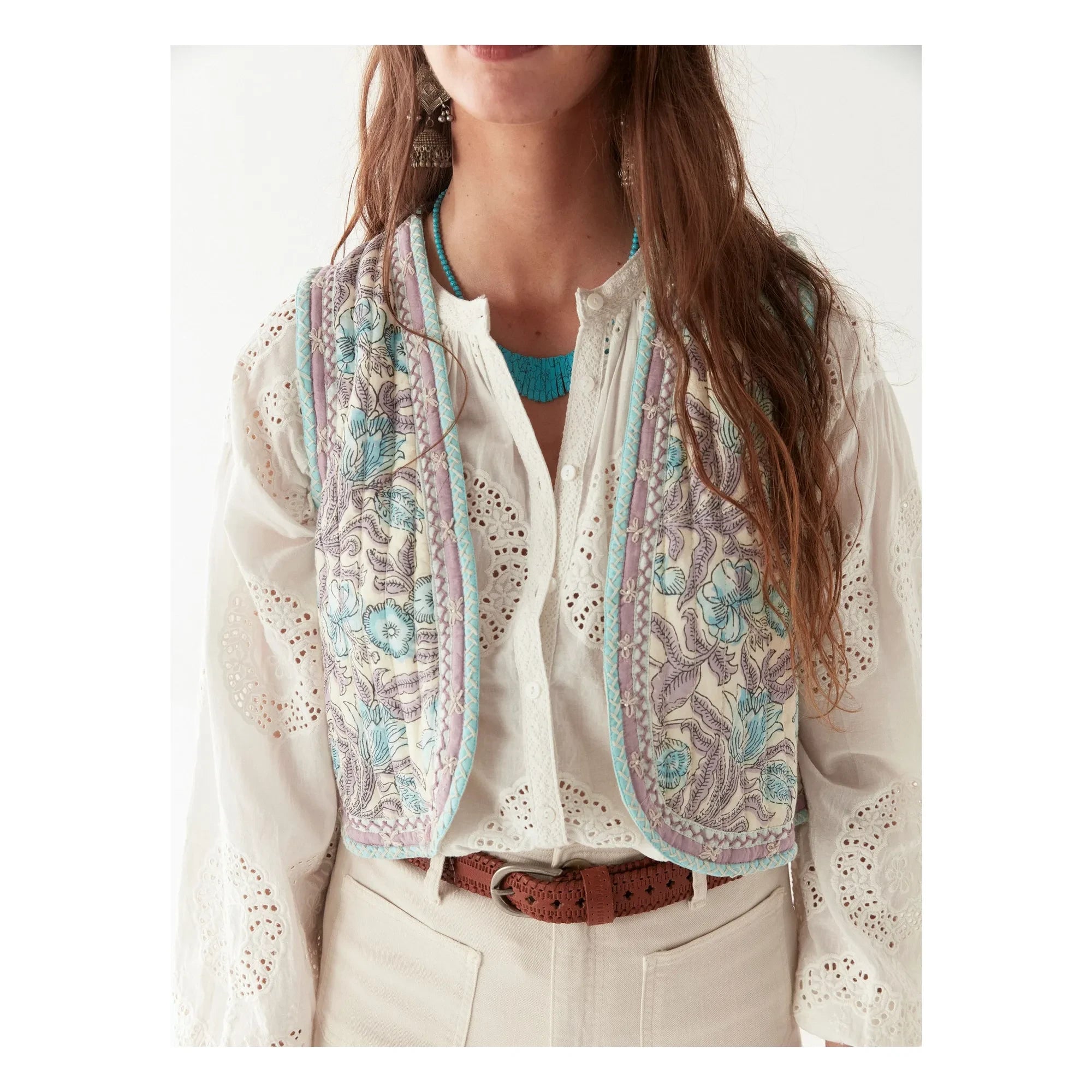 Maison Hotel - Purple Paradise Karina Sleeveless Cardigan | Light Blue