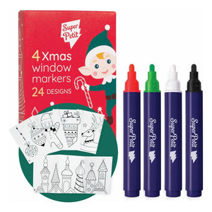 Superpetit - Christmas Patterned 4-Piece Window Crayon Set
