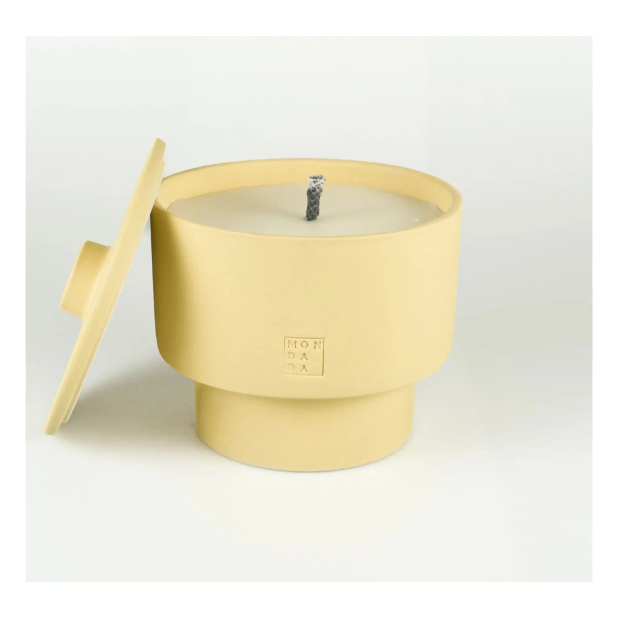 Mon Dada - June Sahara Three Outdoor Candle, Lid, Neutral Scent | Pale Yellow