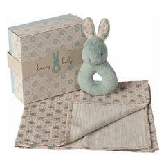 Maileg - Birth Set - Bunny Rattle and Diaper | Mint Green