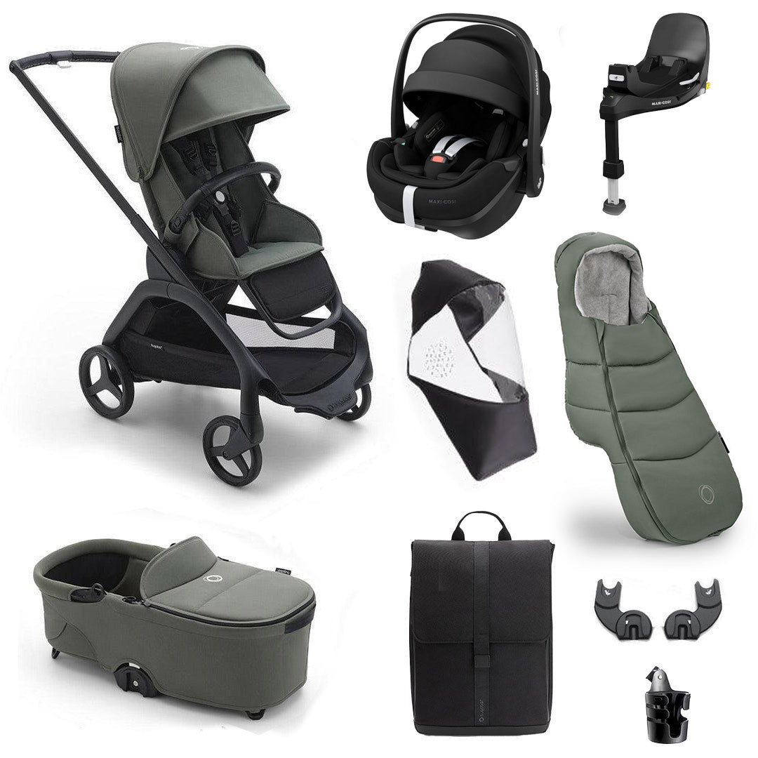 Bugaboo Dragonfly Ultimate + Pebble Pro 2 Travel System-Travel Systems-Forest Green- | Natural Baby Shower