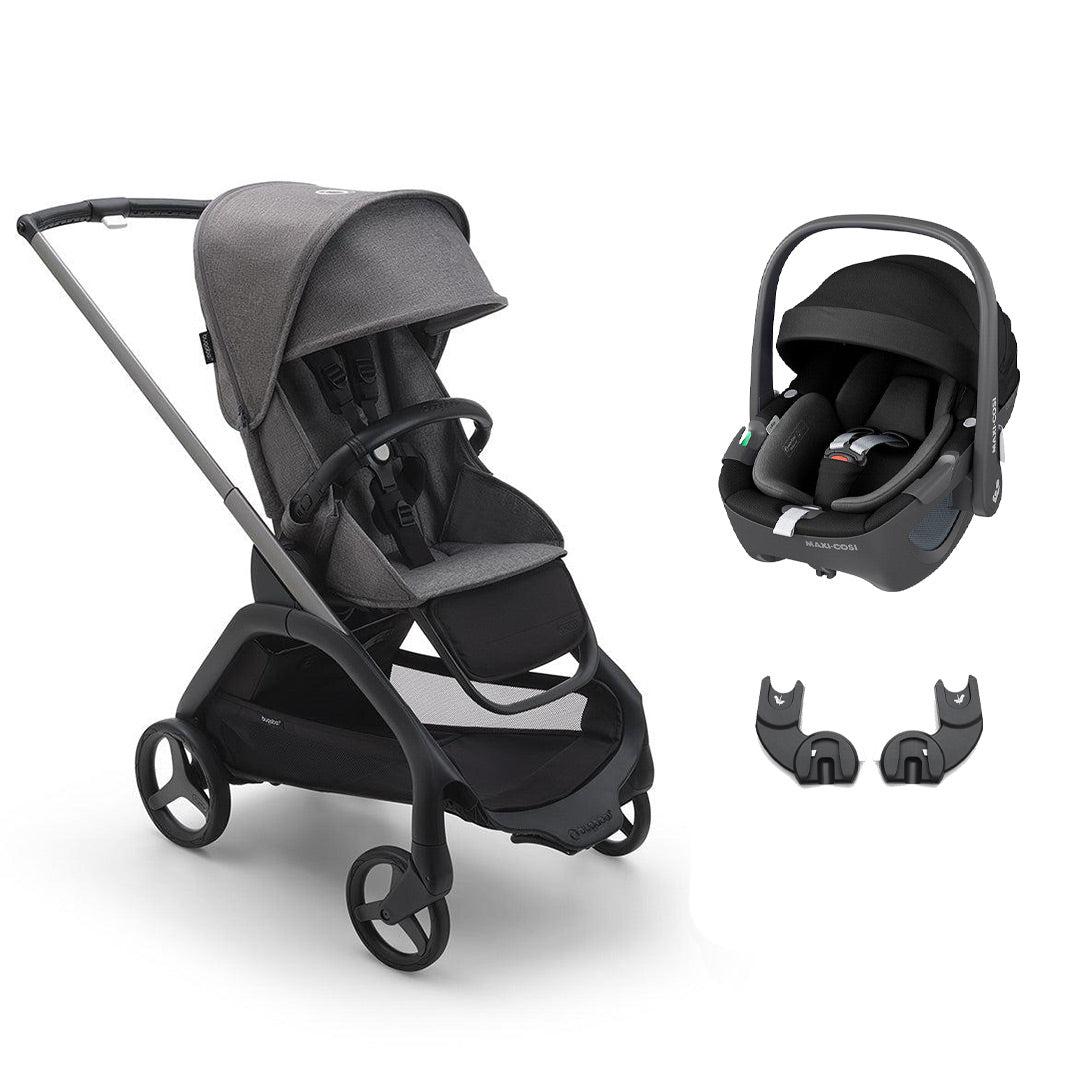 Bugaboo Dragonfly + Pebble 360/360 Pro Travel System - Grey Melange-Travel Systems-Pebble 360 Car Seat-No Carrycot | Natural Baby Shower