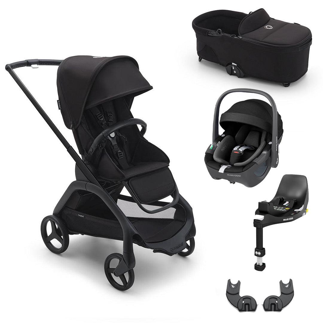 Bugaboo Dragonfly + Pebble 360/360 Pro Travel System - Midnight Black-Travel Systems-Pebble 360 Car Seat-With Carrycot | Natural Baby Shower