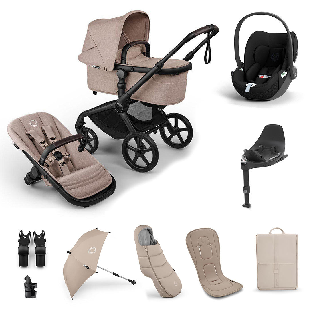 Bugaboo Fox 5 Renew Ultimate + Cloud T Travel System-Travel Systems-Desert Taupe-With Base | Natural Baby Shower