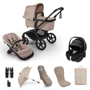 Bugaboo Fox 5 Renew Ultimate + Pebble Pro 2 Travel System-Travel Systems-Desert Taupe-No Base | Natural Baby Shower