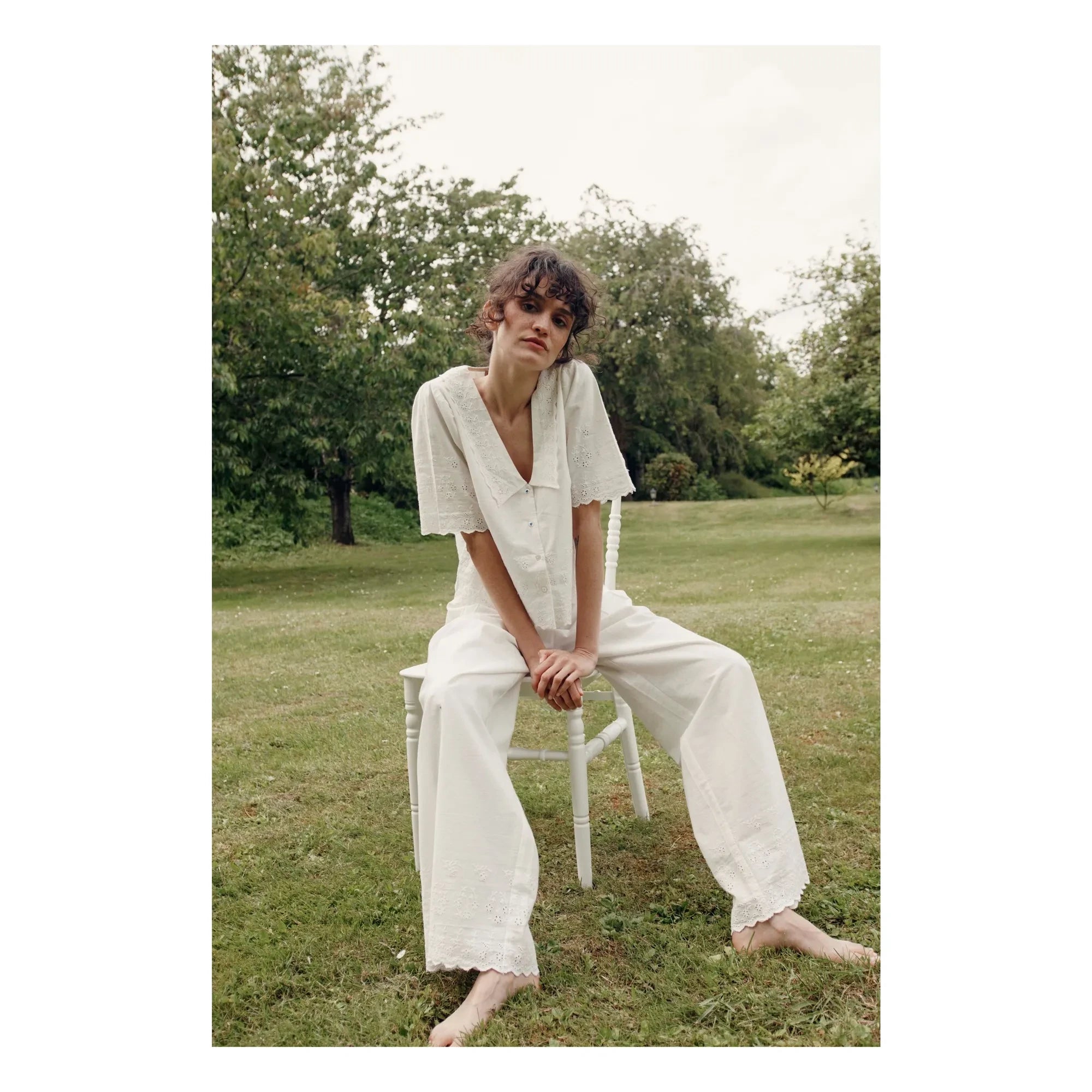 Emile et Ida - Bohemian Embroidered Pants | White