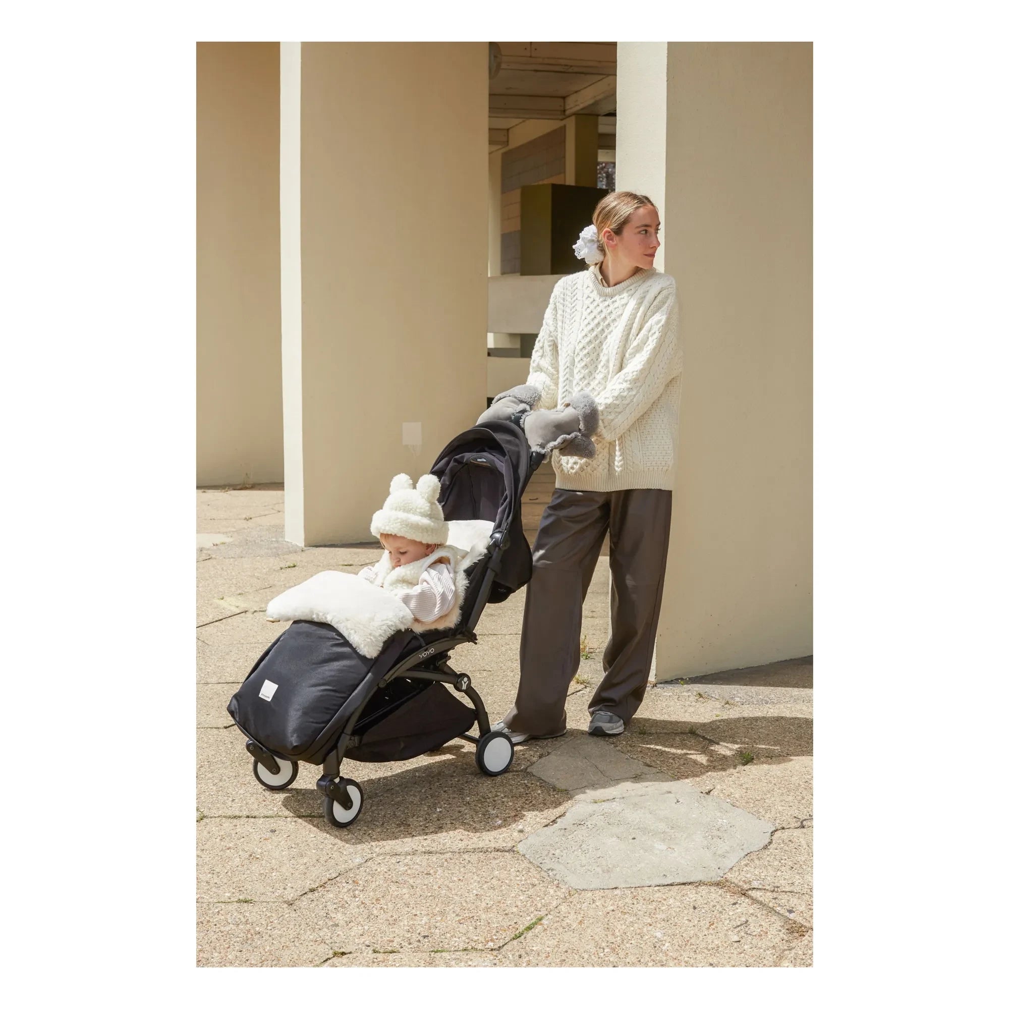 BINIBAMBA - Sheep Leather Universal Baby Footed Sleep Suit | Milk