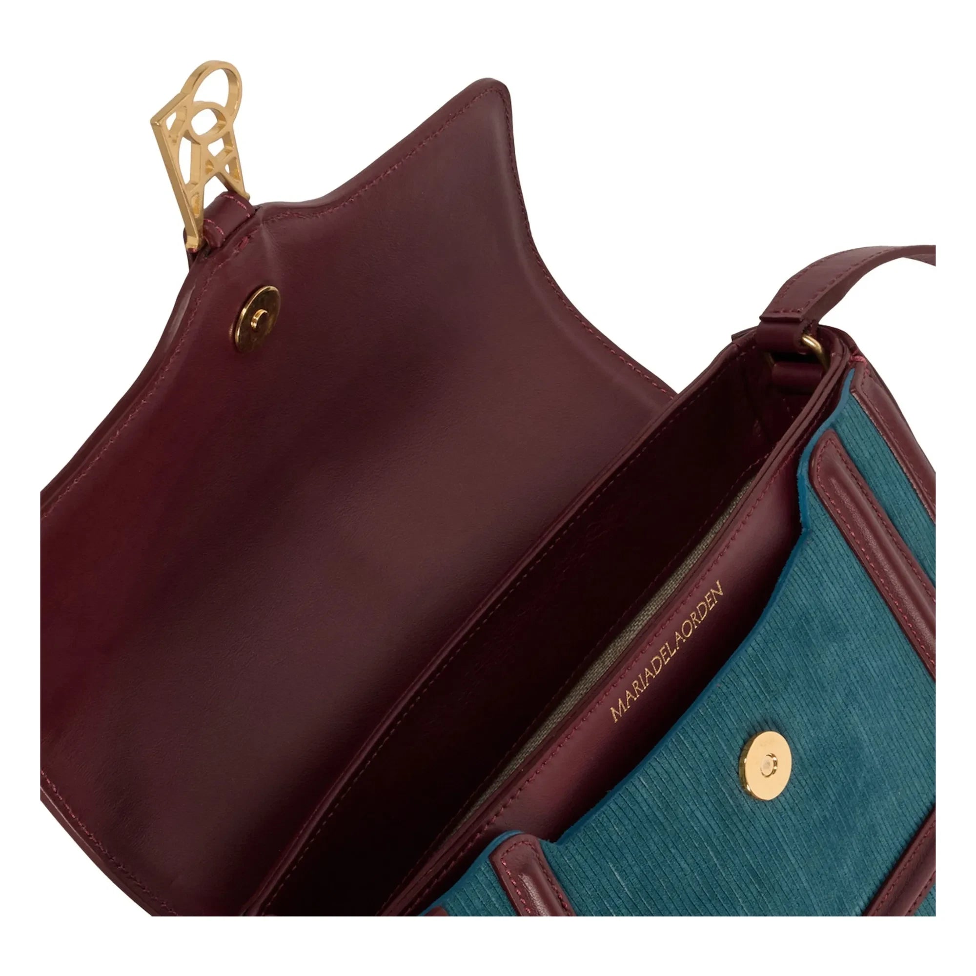 Maria de la Orden - Noah Velvet and Leather Bag | Petrol Blue