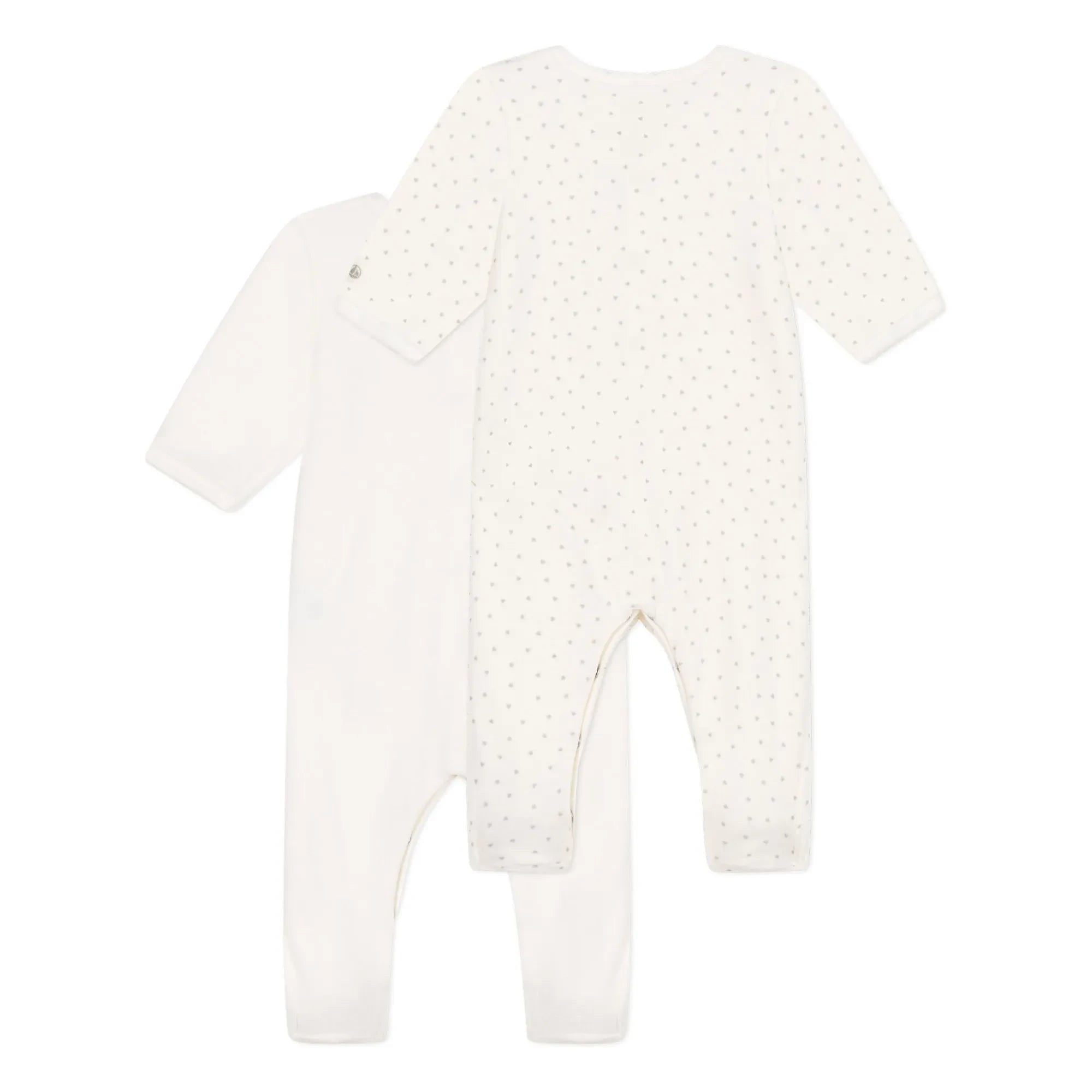 Petit Bateau - 2'li Dors Bien Velours Pijama Seti | Beyaz