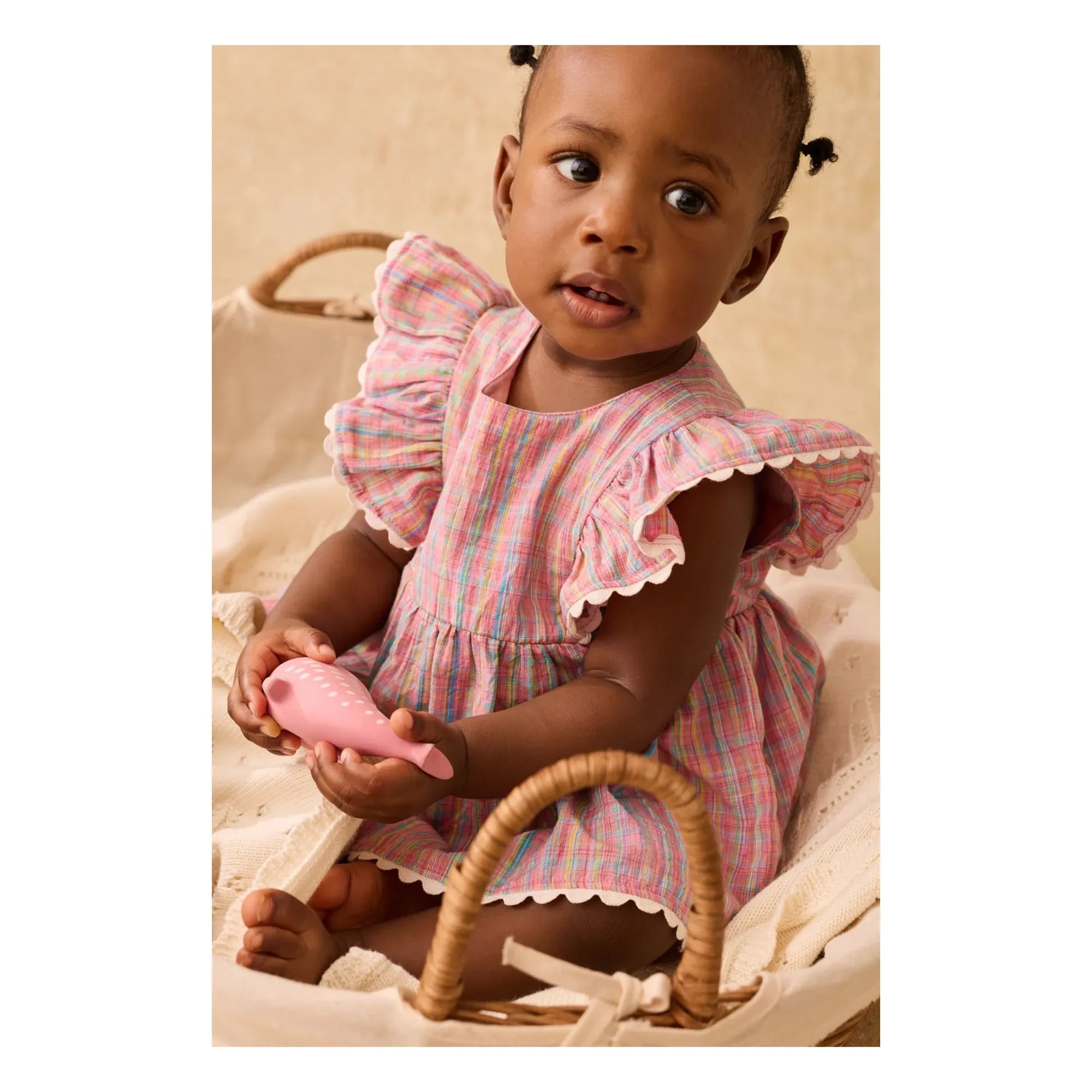 Louise Misha - Lena Check Romper Dress | Pink