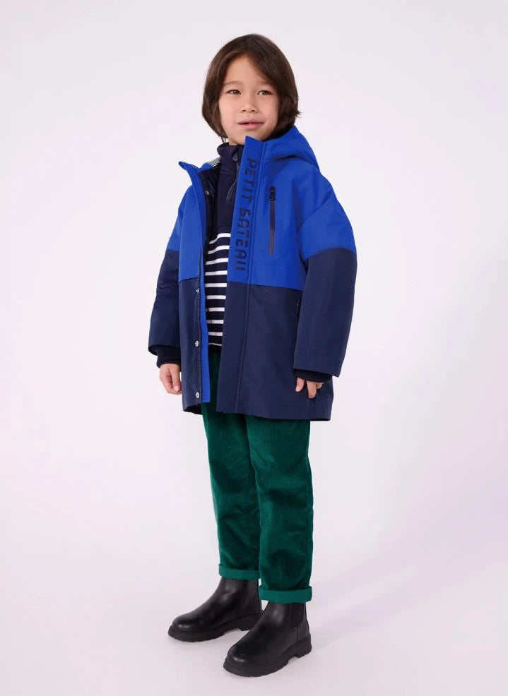Petit Bateau - Renk bloklu parka | Mavi
