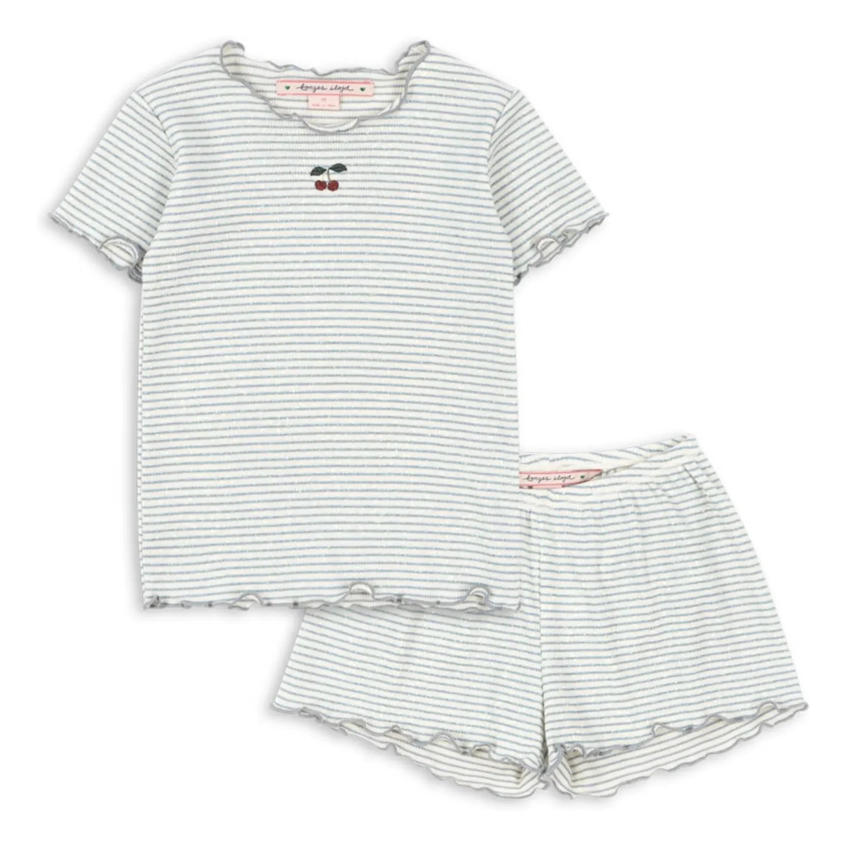 Konges Sløjd - Ribbed Organic Cotton Striped T-shirt and Shorts Set | Blue